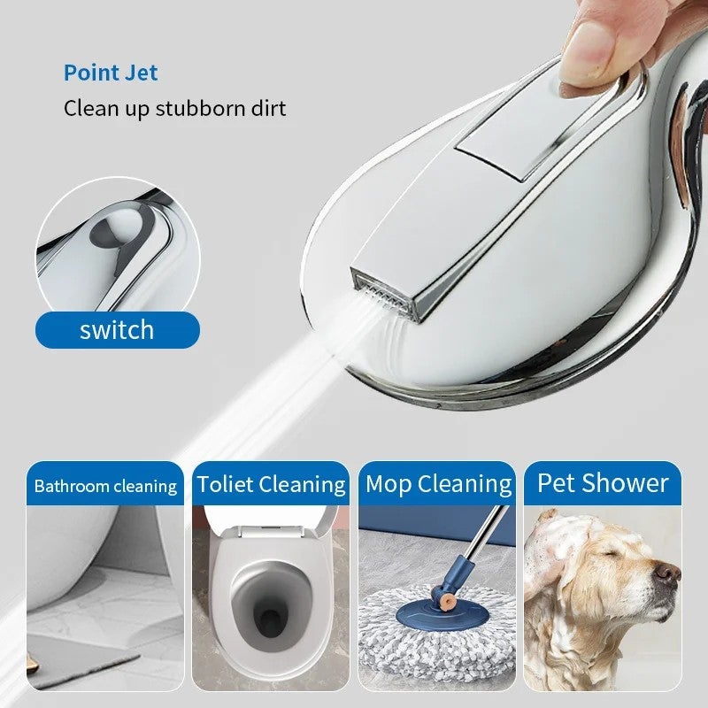 Bluejw Easy to Use Bathroom High Pressure 5-Function Handheld Shower Head with Spray Gun & 1.2m Hose Set - Image 4